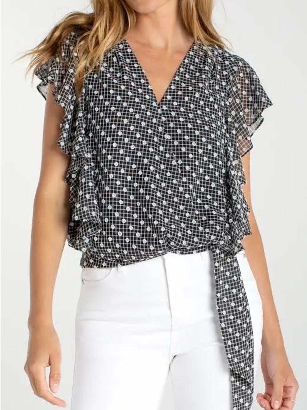 NWOT Liverpool Los Angeles Draped Front Top With Waist Tie
